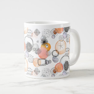 Modern Abstraction Cute Pattern Pink Doodle Giant Coffee Mug