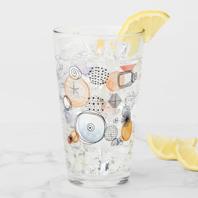 Modern Abstraction Cute Pattern Pink Doodle Glass (Back Ice)