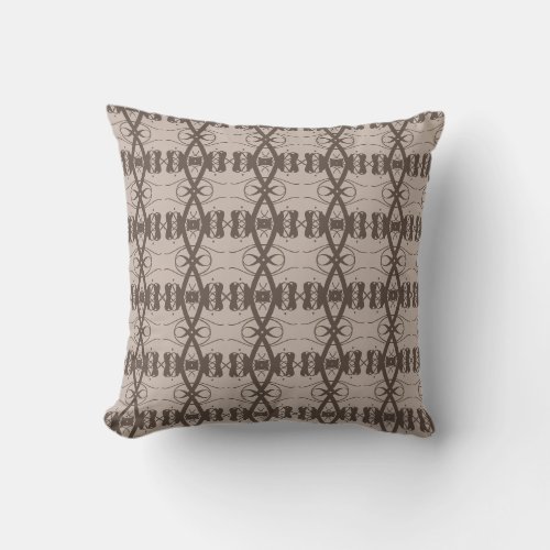 Modern Abtract Coffee Brown  Sand Beige Pattern Throw Pillow