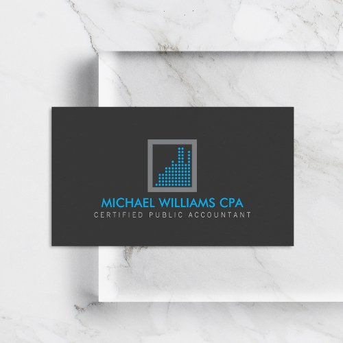 Modern Accountant Financial Logo BlueDark Gray Business Card