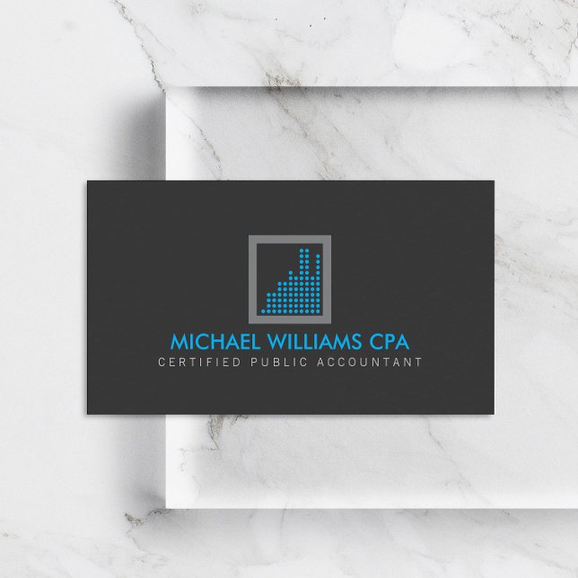 Modern Accountant, Financial Logo Blue/Dark Gray Business Card (Creator Uploaded)