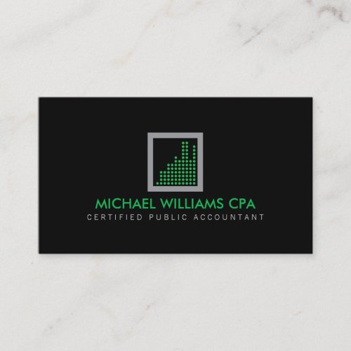 Modern Accountant Financial Logo in GreenBlack Business Card
