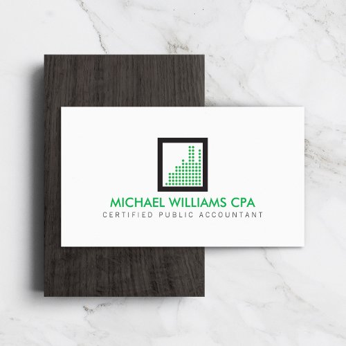 Modern Accountant Financial Logo in Green Business Card