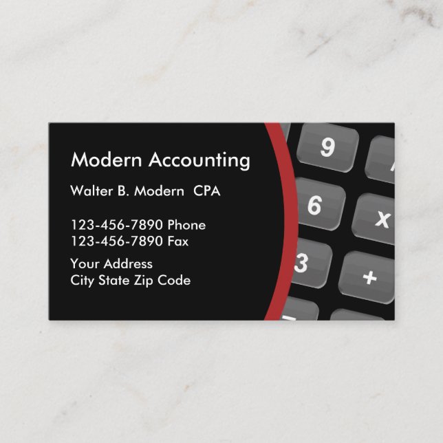 Modern Accountant Organized Layout Business Card (Front)