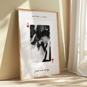 Modern Ace of Hearts Couple Wedding Photo Poster