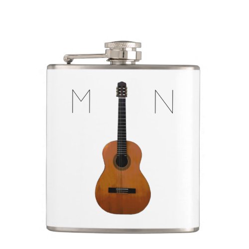 Modern Acoustic Guitar Monogram Minimalist Flask