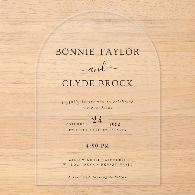 Modern Acrylic Arch Wedding Invitation Suite (Front)