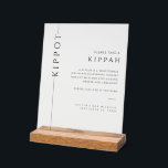 Modern Acrylic Bar Mitzvah Kippah Sign<br><div class="desc">Mazel tov on this special occasion! Make your son's Bar Mitzvah ceremony special with this minimalist Kippah tabletop acrylic sign with black typography. This sign gives a definition of a kippah and instructions for guests.</div>