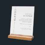 Modern Acrylic Bar Mitzvah Kippah Sign<br><div class="desc">Mazel tov on this special occasion! Make your son's Bar Mitzvah ceremony special with this minimalist Kippah tabletop acrylic sign with black typography. This sign gives a definition of a kippah and instructions for guests.</div>