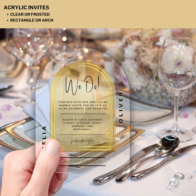 Modern Acrylic Bold Gold Minimalist Wedding Acrylic Invitations (Creator Uploaded)