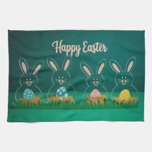 Modern Acrylic Easter Bunny Decorations with Eggs Kitchen Towel
