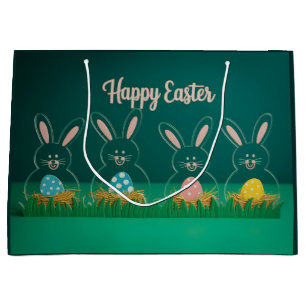 Modern Acrylic Easter Bunny Decorations with Eggs Large Gift Bag