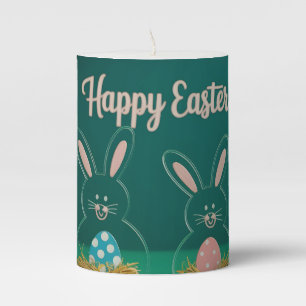 Modern Acrylic Easter Bunny Decorations with Eggs Pillar Candle