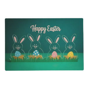 Modern Acrylic Easter Bunny Decorations with Eggs Placemat