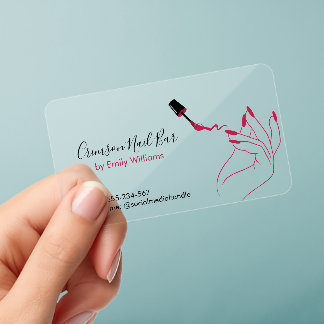 Modern Acrylic Nail Artist Business Card Clear Business Cards