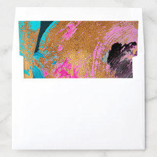 Modern acrylic painting colorful gold brushstrokes envelope liner