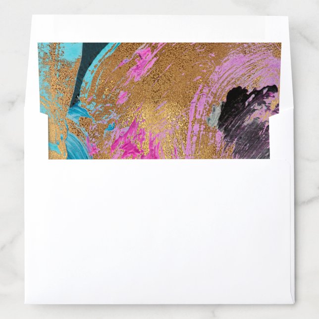Modern acrylic painting colorful gold brushstrokes envelope liner (In Envelope)