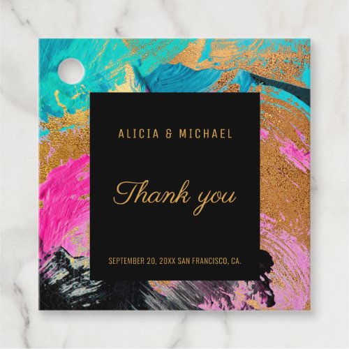 Modern acrylic painting gold Wedding Thank You Favor Tags