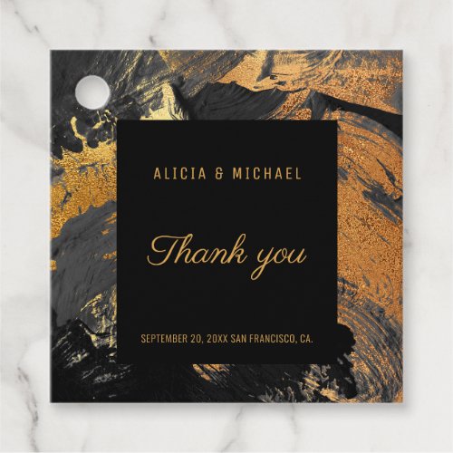 Modern acrylic painting gold Wedding Thank You Favor Tags