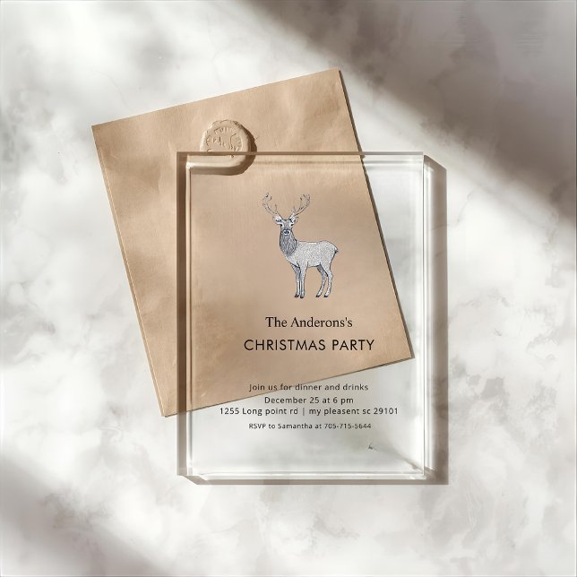 Modern Acrylic Reindeer Christmas Party Acrylic Invitations (Creator Uploaded)