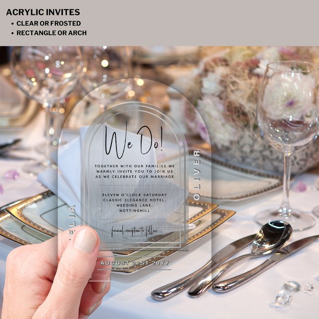 Modern Acrylic Silver Bold Gray Minimalist Wedding Acrylic Invitations (Creator Uploaded)