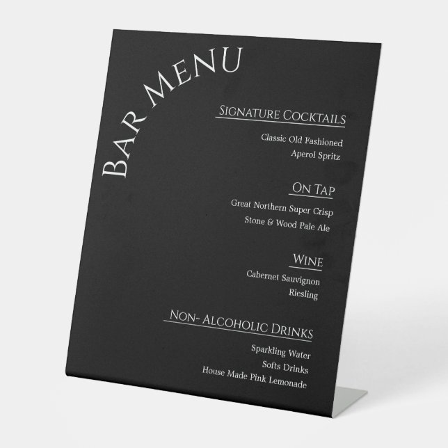 Modern Acrylic Wedding Bar Menu Sign | Editable Co (Front)
