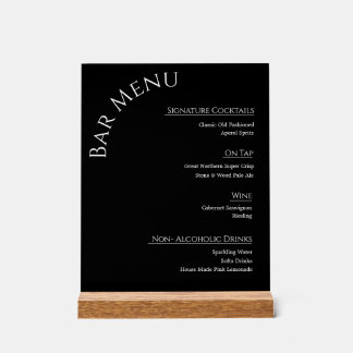 Modern Acrylic Wedding Bar Menu Sign | Editable Co
