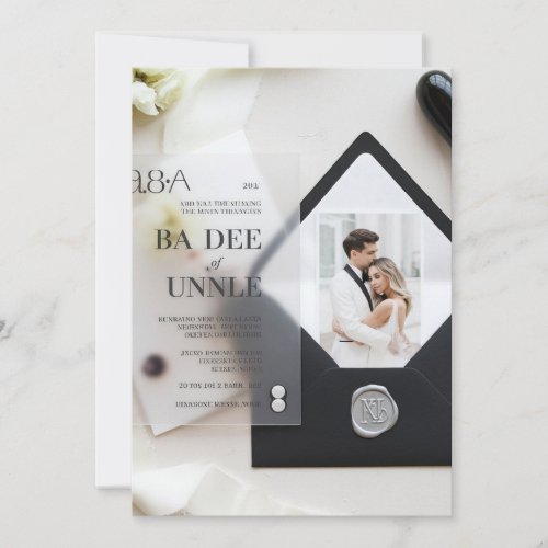 Modern Acrylic Wedding Invitation with Black Envel