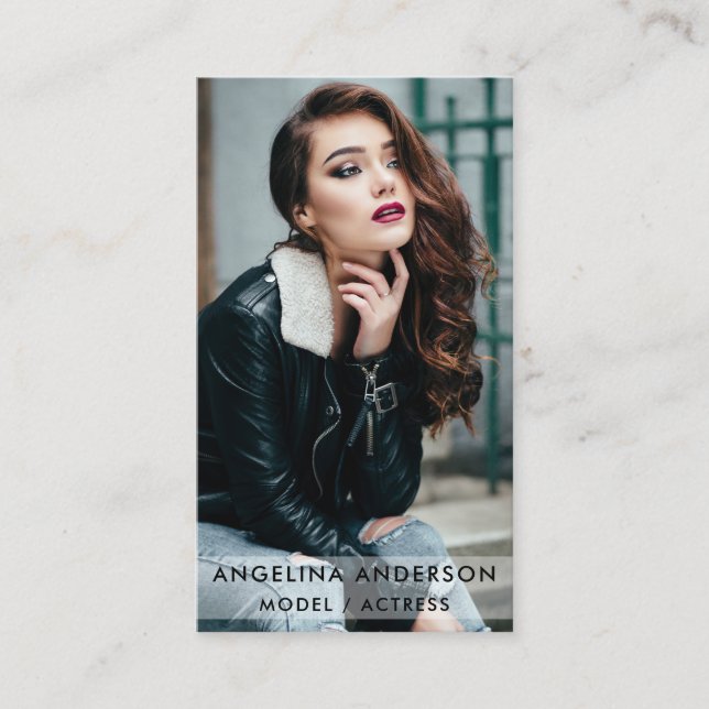Modern Actor Model Photo Business Card Blk (Front)