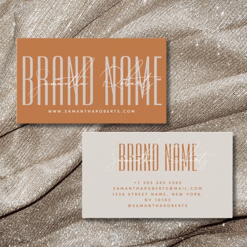 Modern add brand name elegant boho terracotta  business card