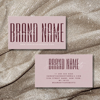 Modern add brand name elegant pink red business card