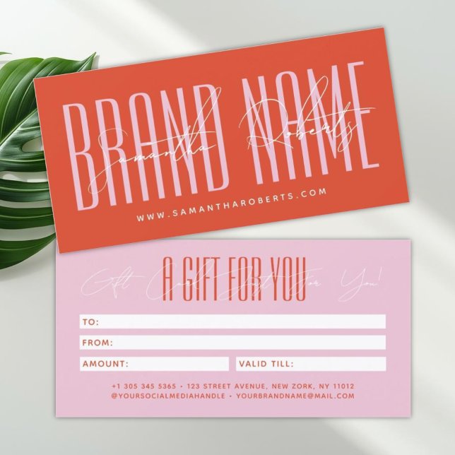 Modern add brand name script typography gift card (Creator Uploaded)