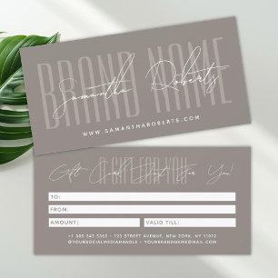 Modern add brand name script typography gift card