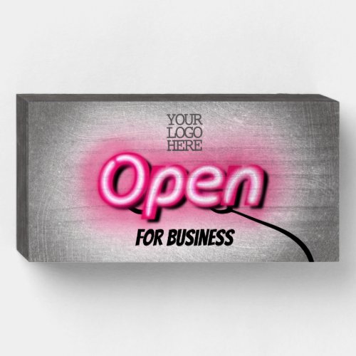 Modern Add Logo Open Pink Neon Sign