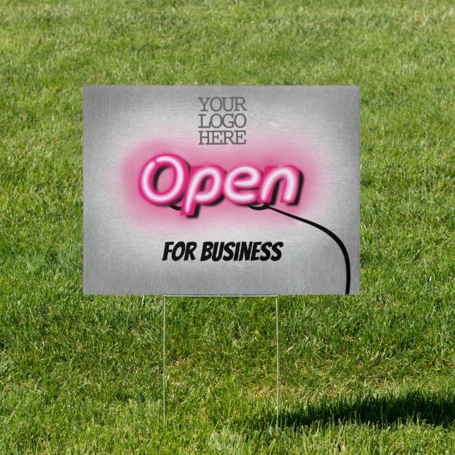Modern Add Logo Open Pink Neon Sign (Insitu)