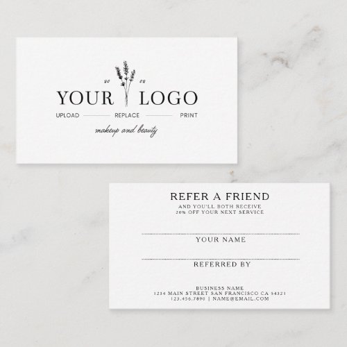 Modern Add Your Logo Beauty Refer a Friend  Business Card