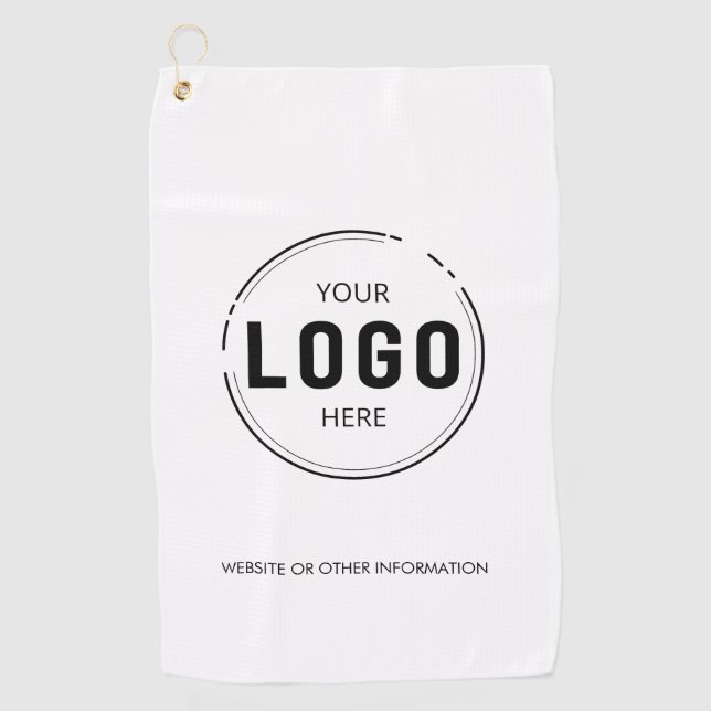 Modern Add Your Logo Business Company Branded Golf Towel (Front)