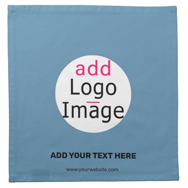 Modern Add Your Logo Promo Customizable Dusty Blue Cloth Napkin (Front)