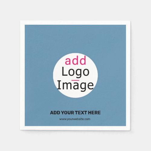 Modern Add Your Logo Promo Customizable Dusty Blue Napkins