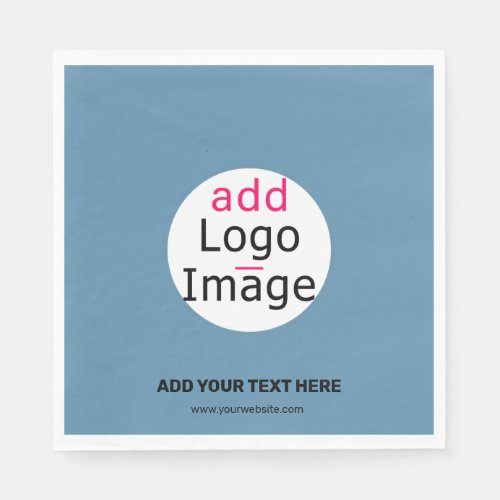 Modern Add Your Logo Promo Customizable Dusty Blue Napkins