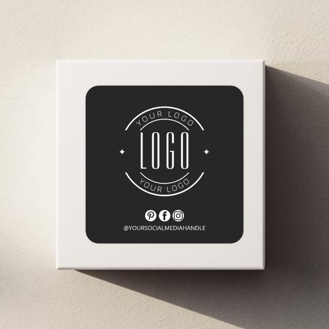 Modern add your logo small business social media square sticker (Creator Uploaded)