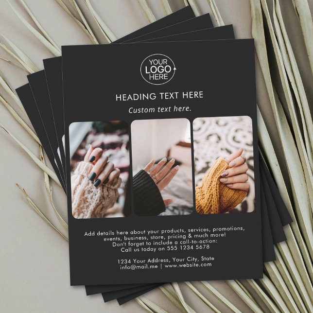 Modern Add Your Logo Typography Photo Grid Black Flyer (Modern Add Your Logo Typography Photo Grid Black Flyer)