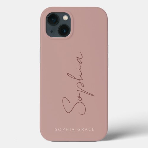 Modern Add Your Name Stylish Dusty Rose Case_Mate  iPhone 13 Case