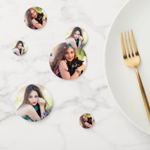 Modern Add Your Own Image 2 Photo Custom DIY Party Confetti