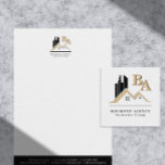 Modern Add Your Own Logo Professional Black Gold Letterhead<br><div class="desc">Elevate Your Brand with a Sophisticated Logo Design This modern, customizable template design features elegant silhouettes of a corporate building and residential home in timeless black and gold, providing a refined, professional look. Fully customizable, this template allows you to effortlessly personalize your brand by adding your company name, tagline, logo,...</div>