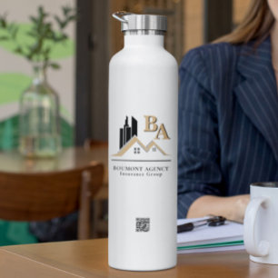 Modern Add Your Own Logo Professional Black Gold Water Bottle