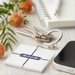 Modern Add Your Photo Collage Purple Keychain<br><div class="desc">Modern design with 4 photos in a grid with center text template in purple box "love" with hearts keychain.</div>