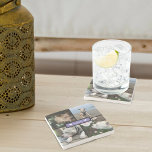 Modern Add Your Photo Collage Purple Stone Coaster