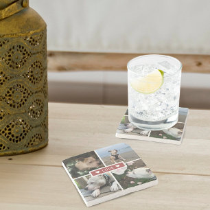 Modern Add Your Photo Collage Stone Coaster