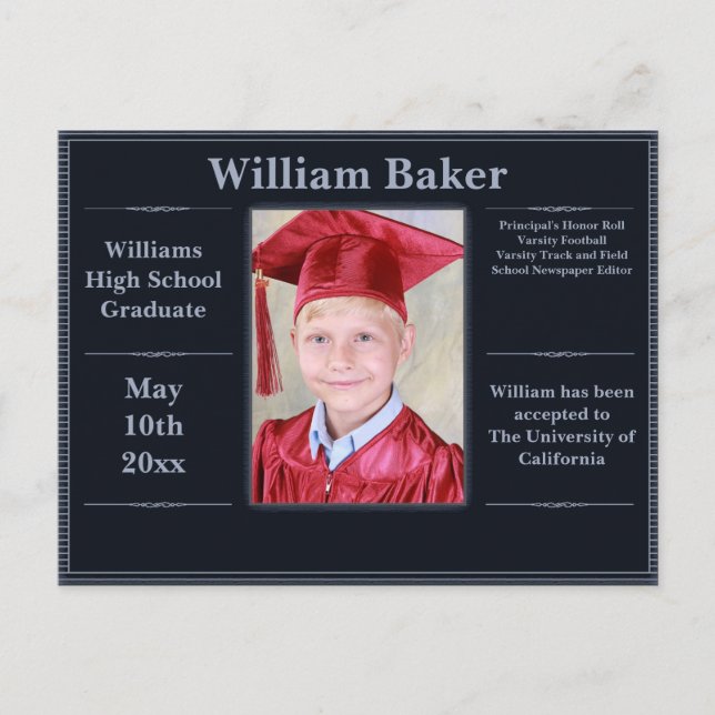 Modern Add Your Photo Graduation Photo Card (Front)